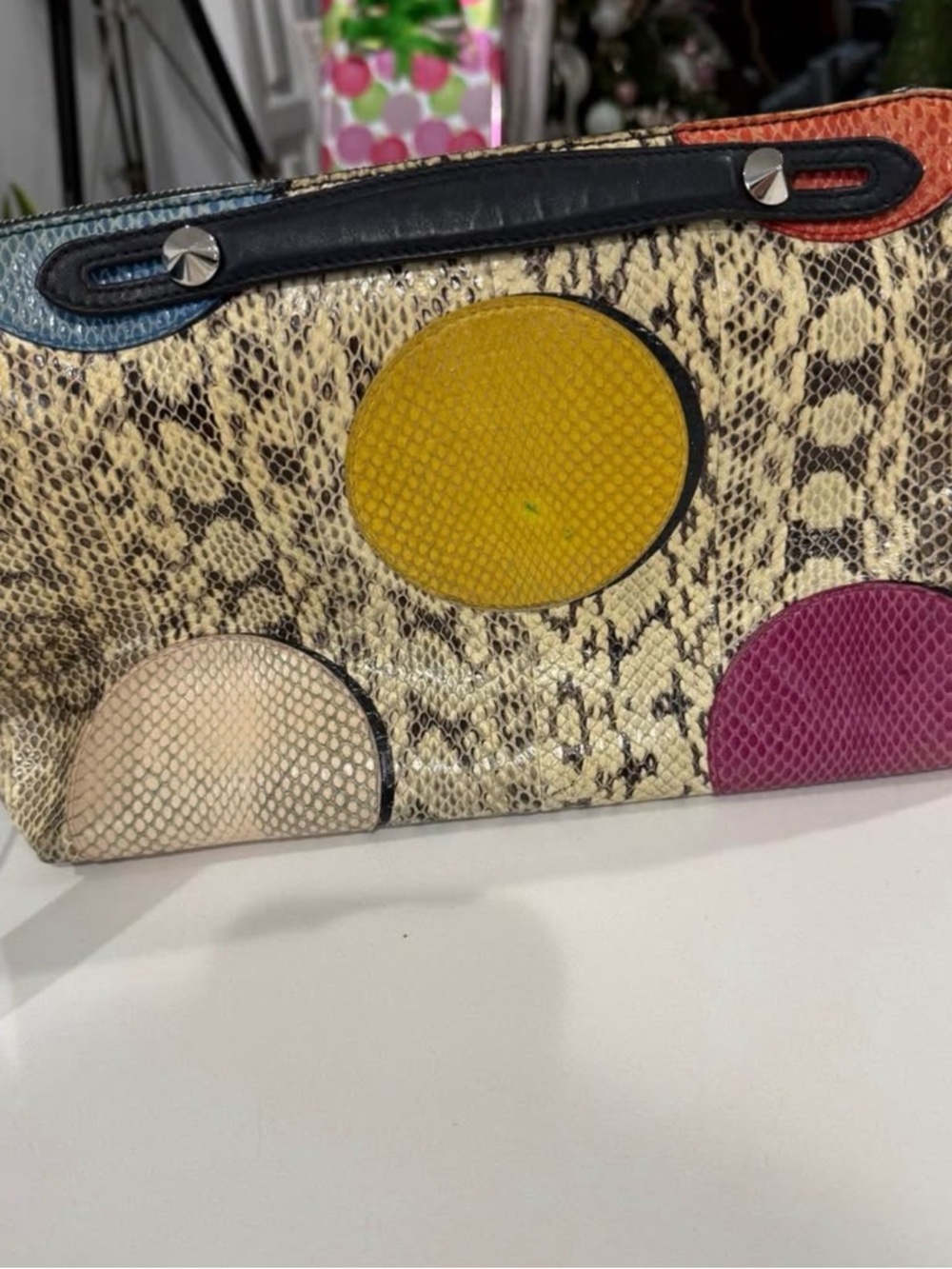 🐍 Fendi Exotic Python Multi-Color Dot Shoulder / Crossbody Bag (Authentic) - Picture 3 of 7
